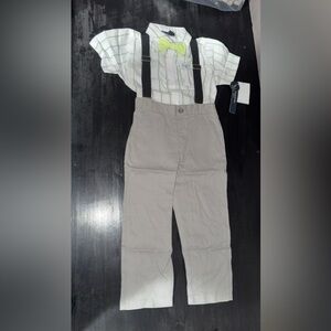 Tahari Toddler Boy Green Bow Tie & Suspender Set 4T